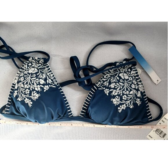 ❤️5/$15💚 Lucky Brand Boho Strappy Floral Embroidery Triangle Bikini Top - Picture 5 of 6
